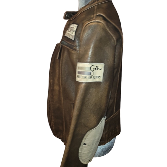 women's K- Yen  brown distressed leather motocross jacket sz med - Picture 4 of 5